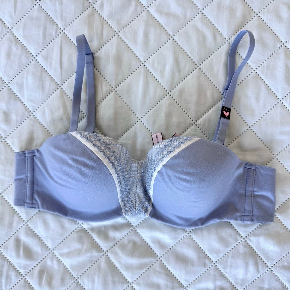 Victoria’s Secret by Victoria Lace Lightly Lined Demi Bra 34A Blue Underwire